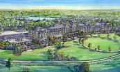 Watercolor of Foxhall Resort, Manor House Architectural Style