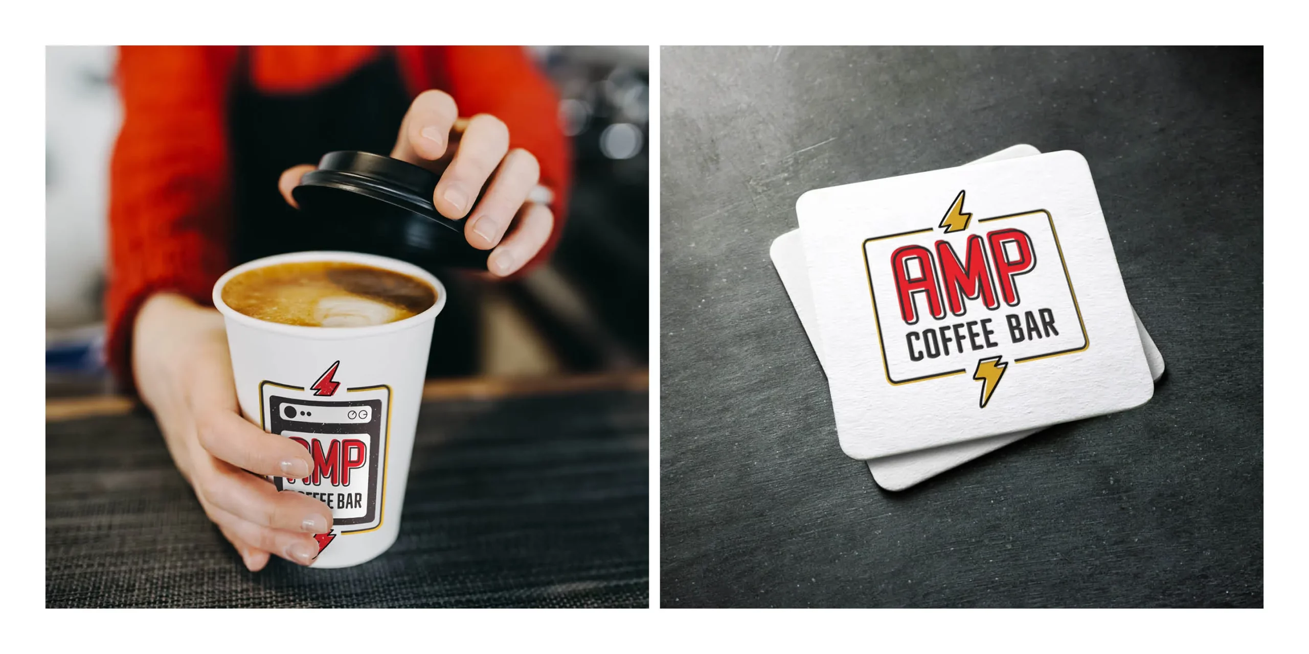 AMP Coffee Bar, Brand Mock-ups