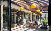 Birch & Broad, retail reposition with expanded sidewalks with outdoor seating