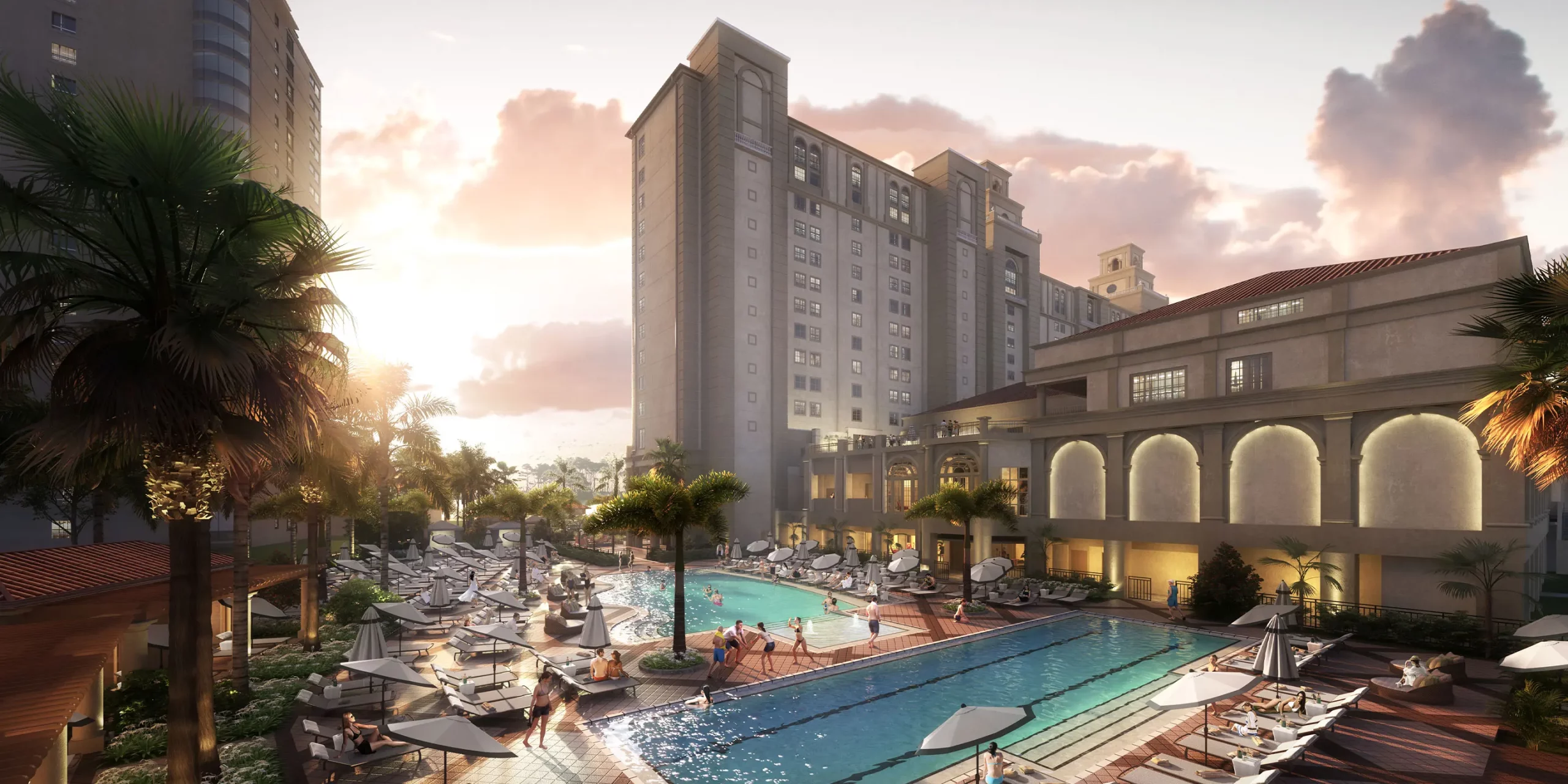 The Ritz-Carlton Naples Beach Resort, Exterior Rendering at Dusk