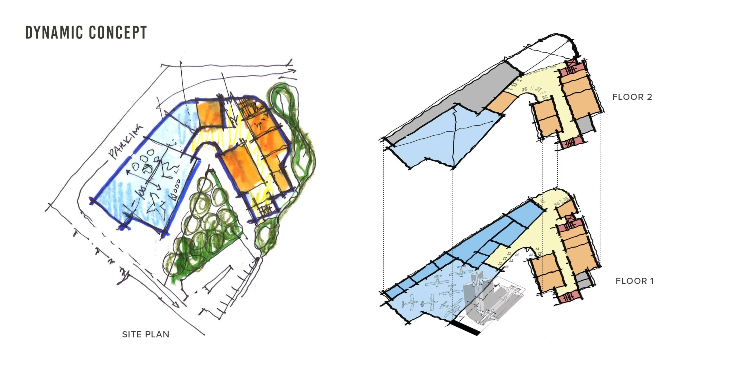Aviation Training Academy, Dynamic Concept, Floor and Site Plans