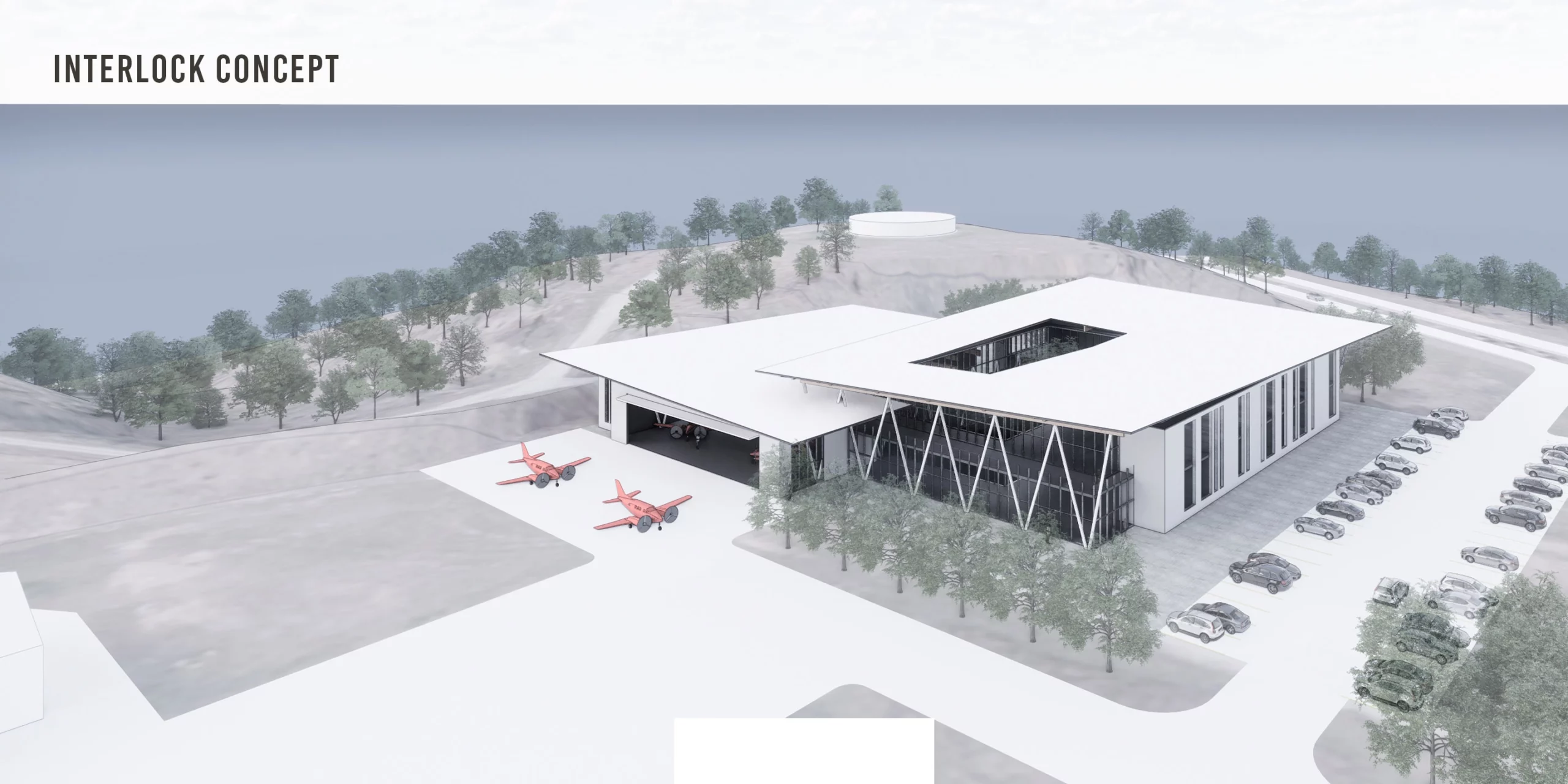 Aviation Training Academy, Interlock Concept, Aerial View