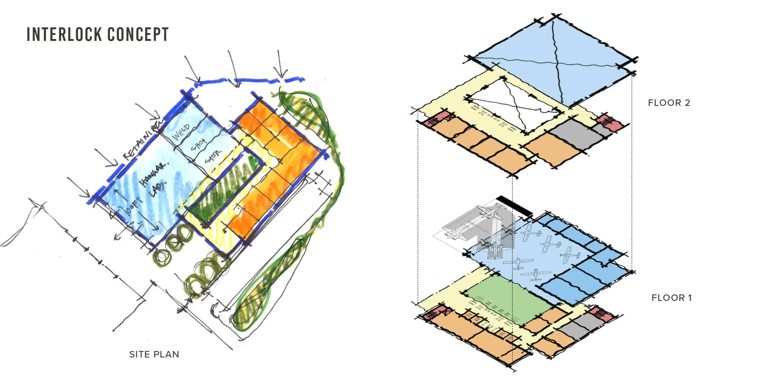 Aviation Training Academy, Interlock Concept, Floor and Site Plans