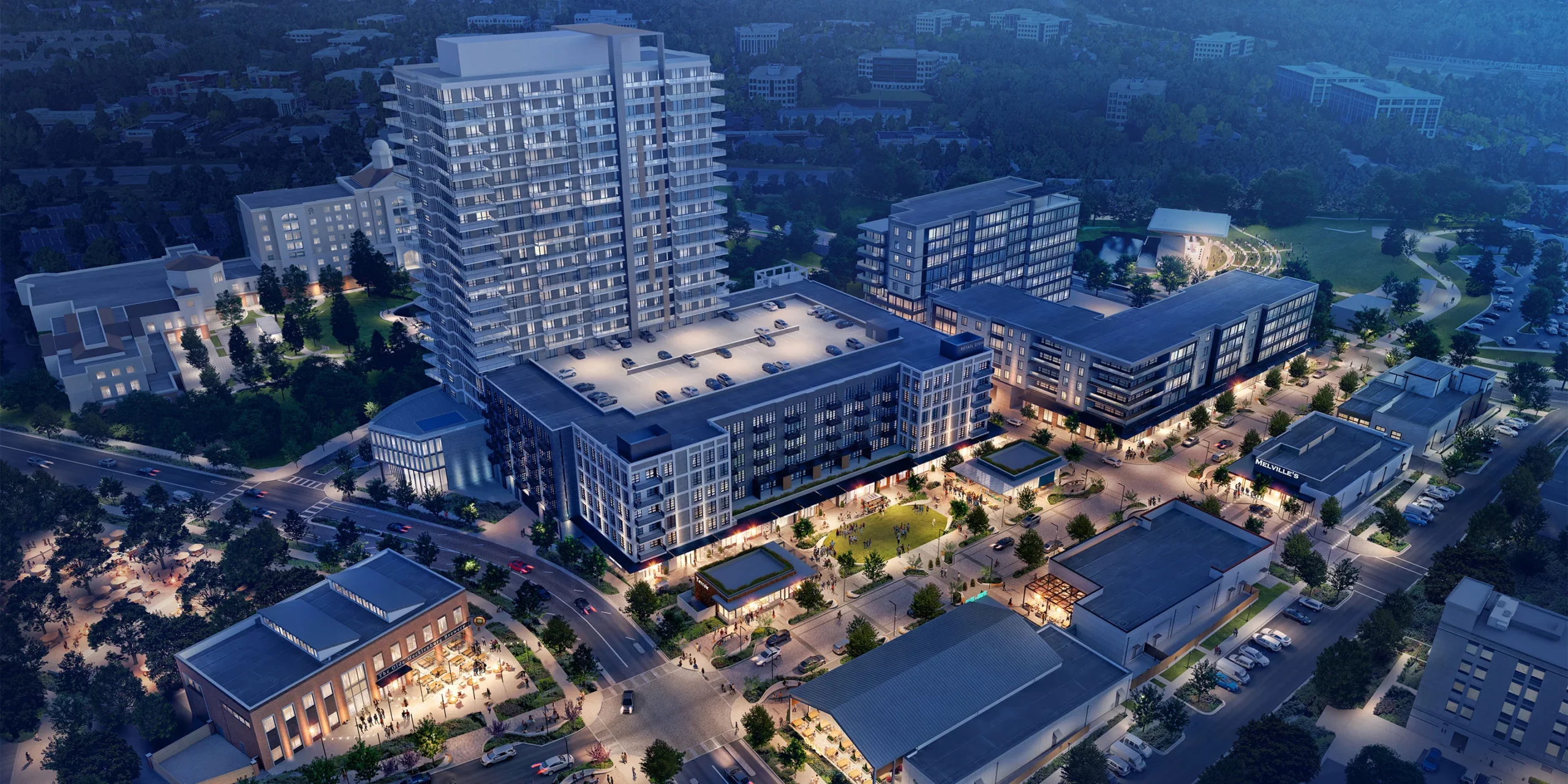 The Bowl at Ballantyne, Exterior Rendering, Aerial View