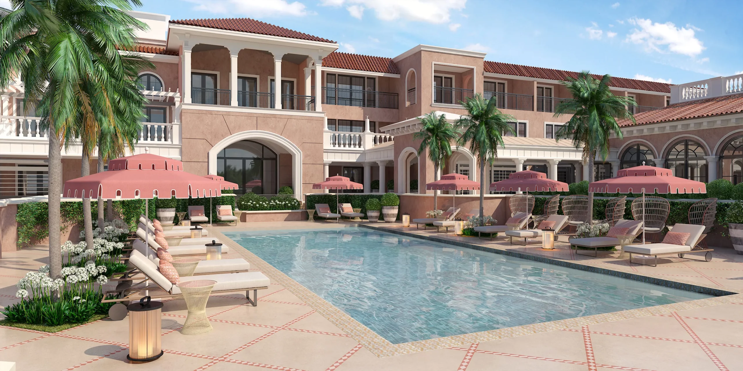 Palm House Hotel Renovation, Exterior Rendering