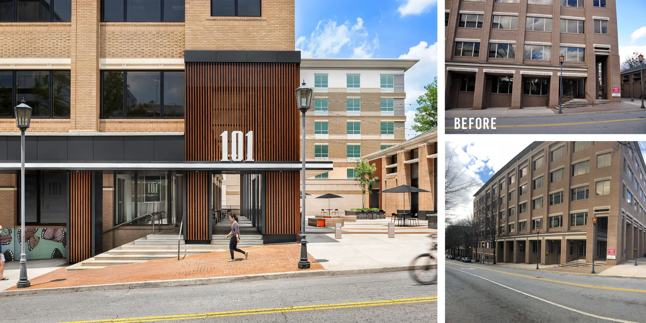 101 West Ponce Office Building Renovation, Exterior Before and After