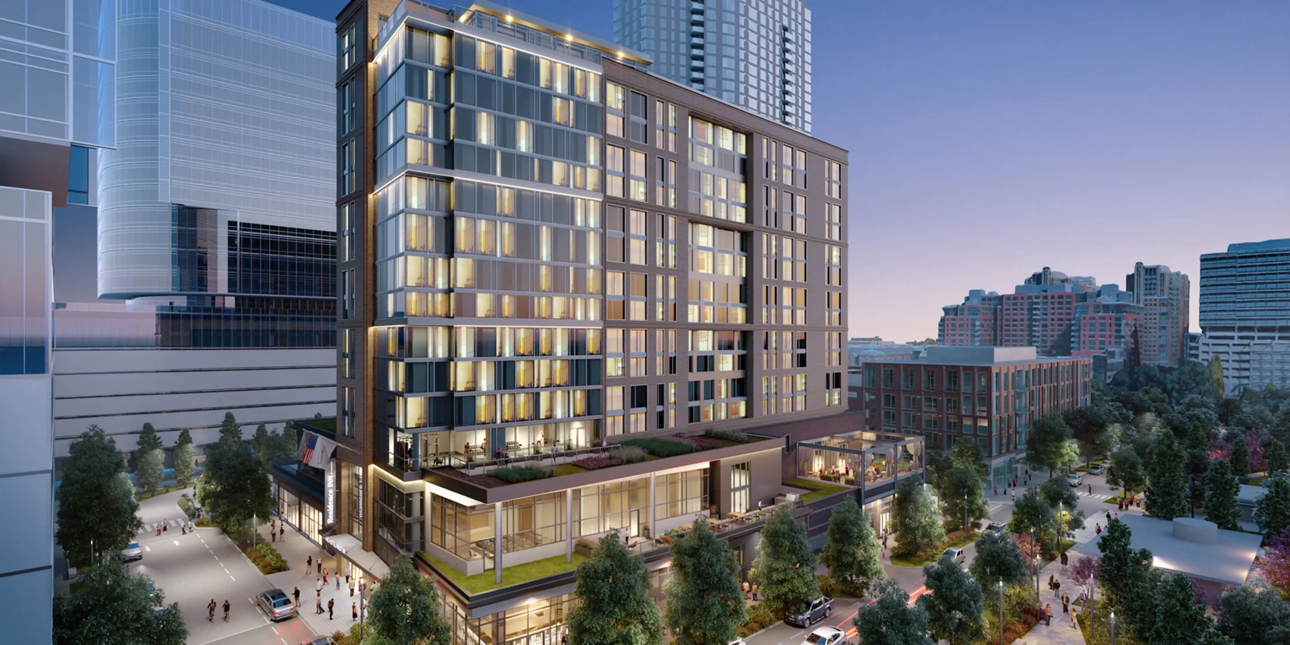 AC and Residence Inn Dual-Brand Hotel at Reston Town Center in Virginia, Exterior Rendering