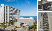 The Renaissance Daytona Beach Oceanfront Hotel, before and after shots of the entrance, designed by Cooper Carry.