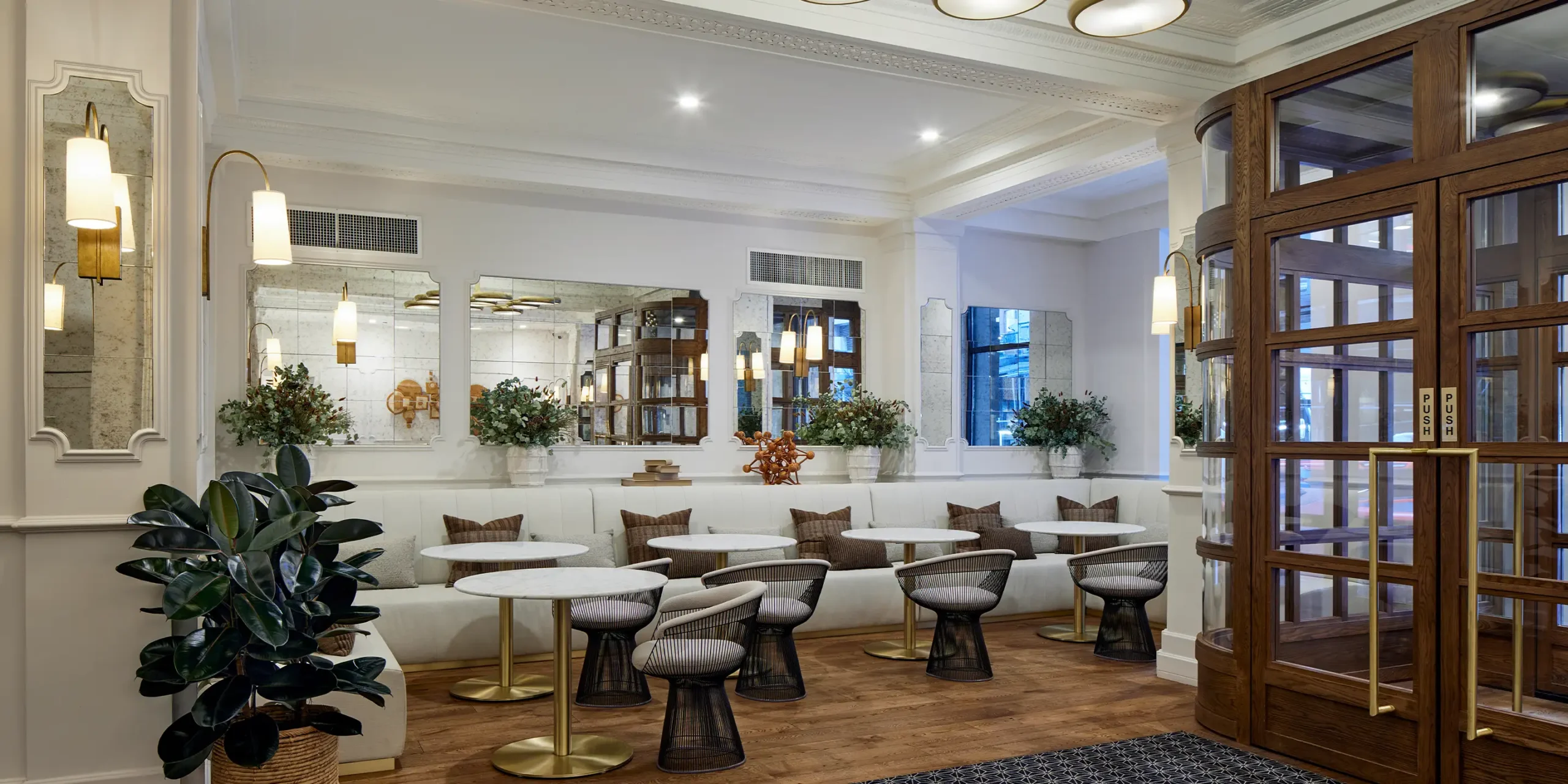 Lobby seating area of The Chemist's Club, renovated by Cooper Carry.
