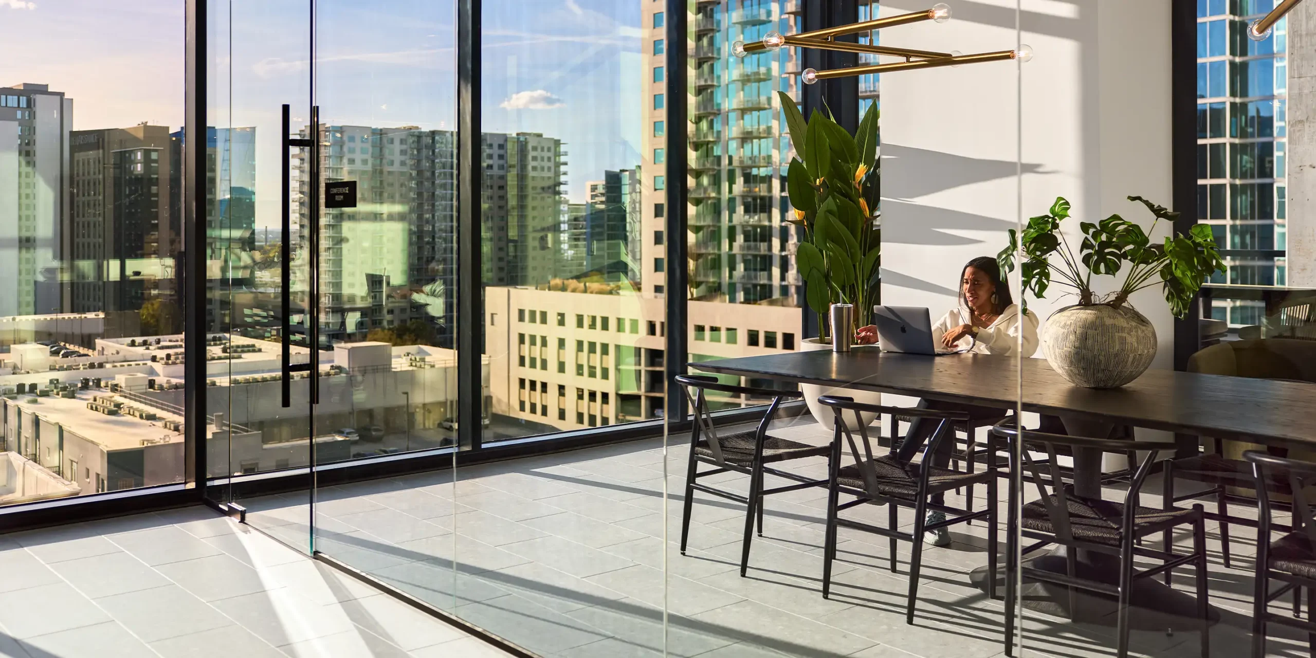 Society Atlanta Class A office suite with glass-walled conference room