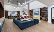Resident lounge at Pilot & Park apartments with modern furnishings.