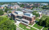Exterior Bird's Eye View of Applied Engineering Building at Middle Tennessee State University with modern glass and brick façade