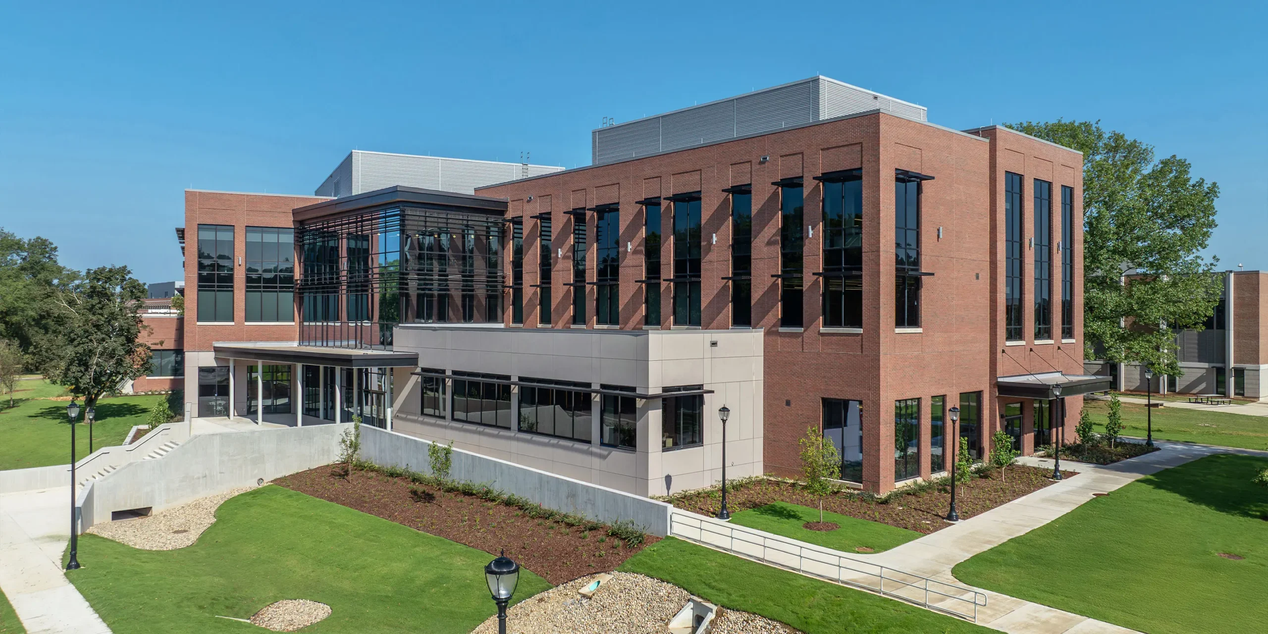 Exterior View of Applied Engineering Building at Middle Tennessee State University with modern glass and brick façade